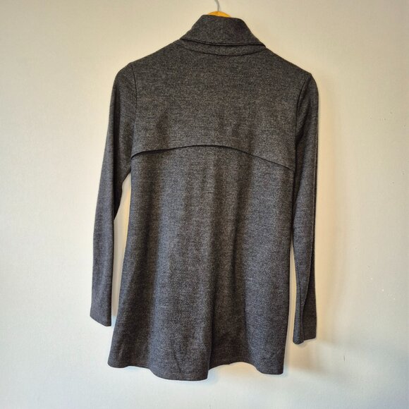 Club Monaco 100% Wool Grey Assymetric Zippered Wrap Sweater - Picture 8 of 14